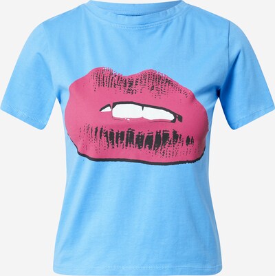 Motel T-Shirt 'Sulo' in hellblau / pink / schwarz / weiß, Produktansicht