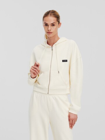 Karl Lagerfeld Zip-Up Hoodie 'Essential' in White: front