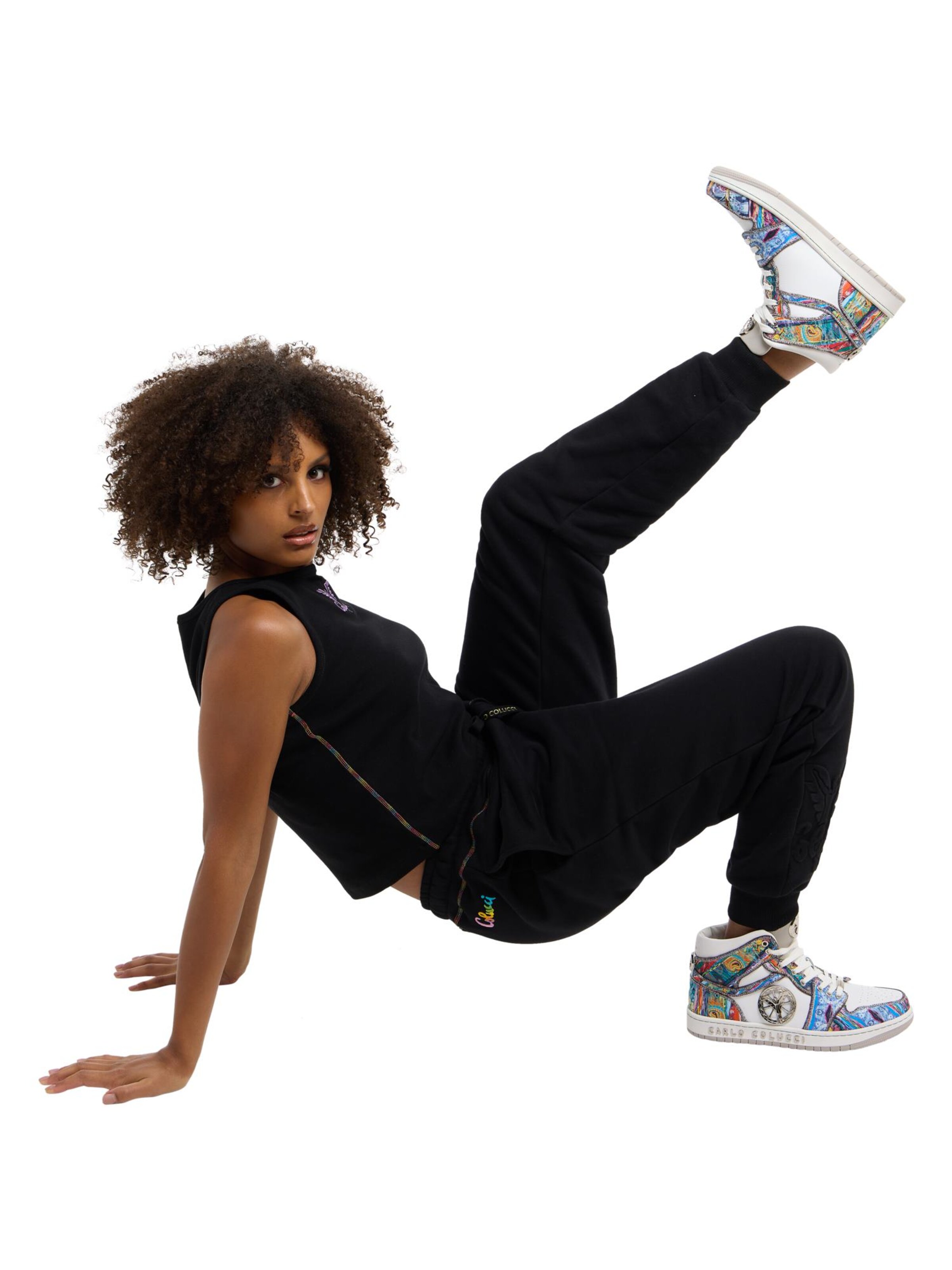 Carlo Colucci Regular Trousers ' Deporta ' in Black