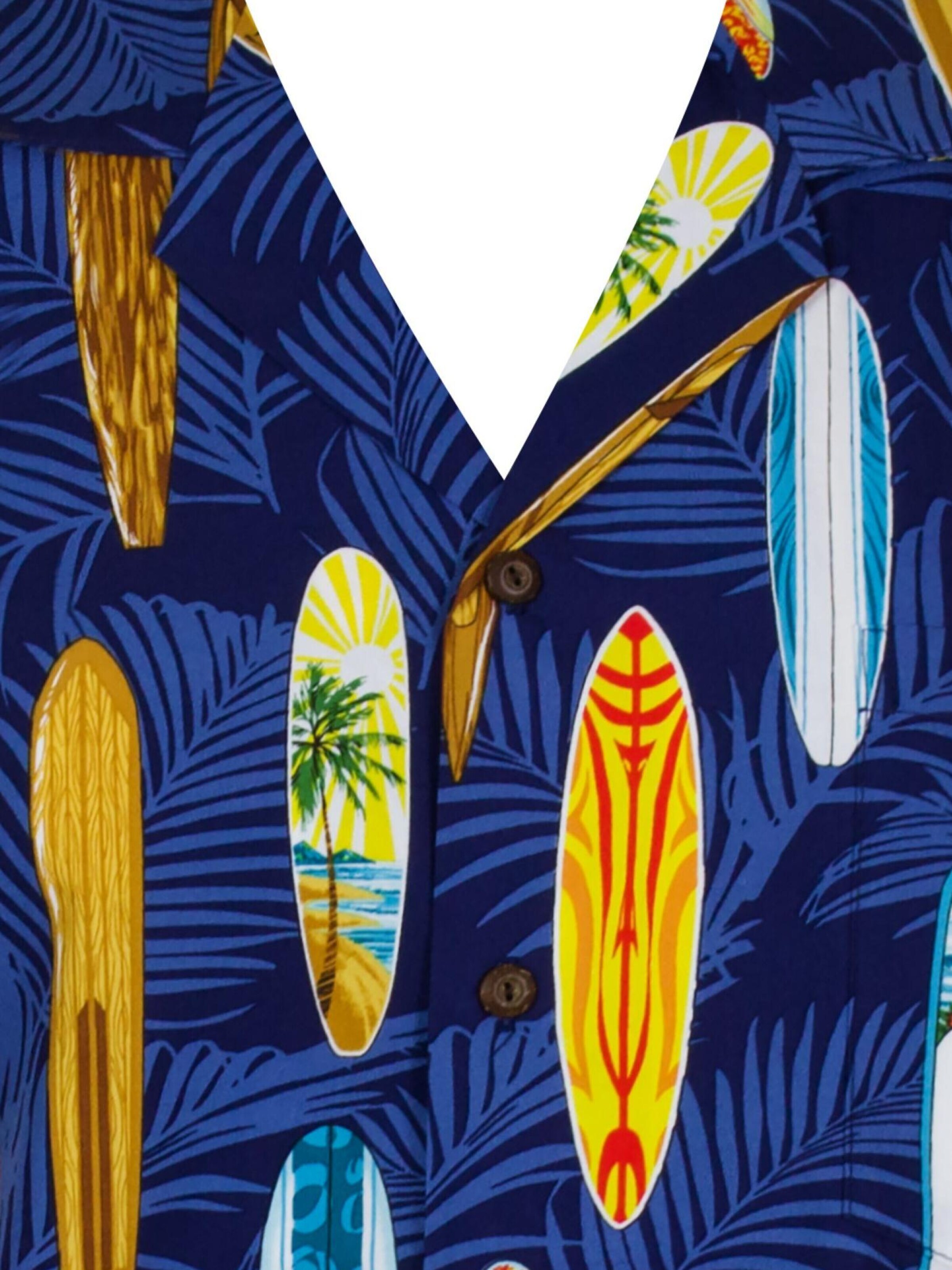 KY's Regular fit Button Up Shirt 'Surfbretter Allover' in Blue