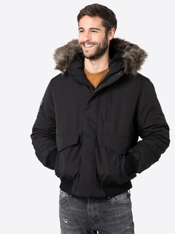 Superdry Regular fit Winter Jacket 'EVEREST' in Black: front
