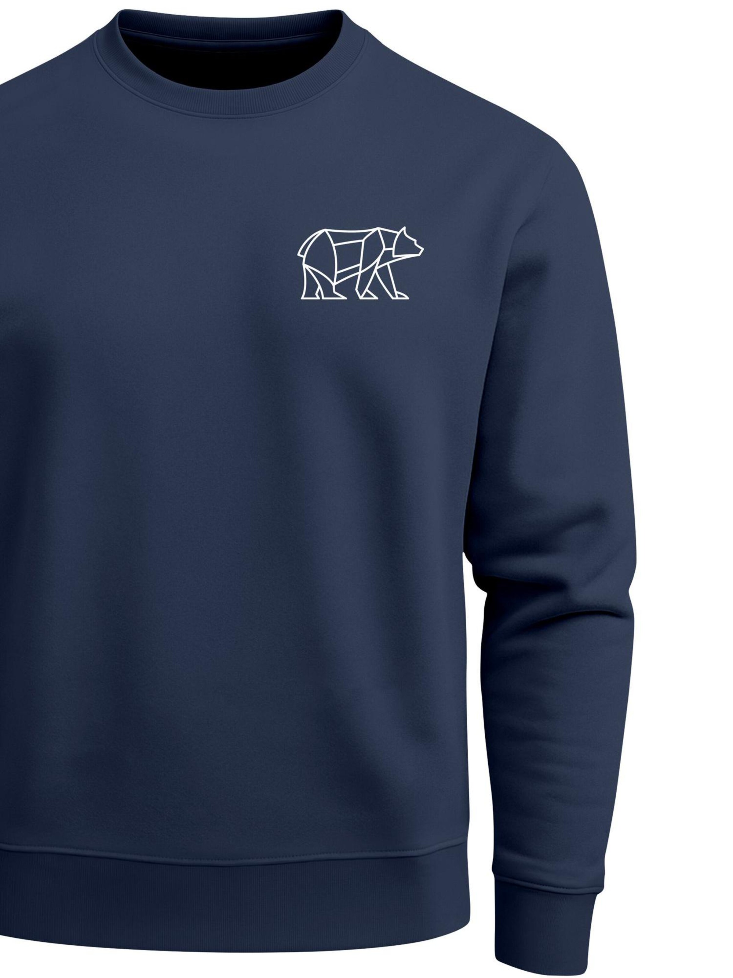 Neverless Sweatshirt 'Bär Lineart Polygon' in Blue