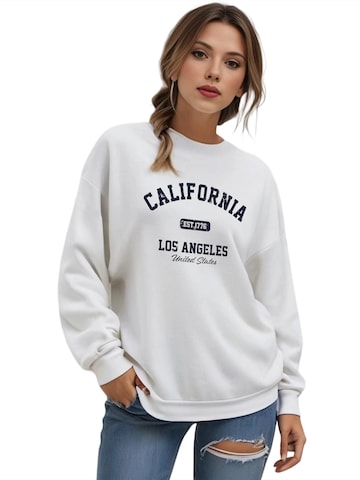 GORHEY Sweatshirt 'Loose Women's Oversized Sweatshirt, American Campus Style with Dropped Shoulders' in White: front