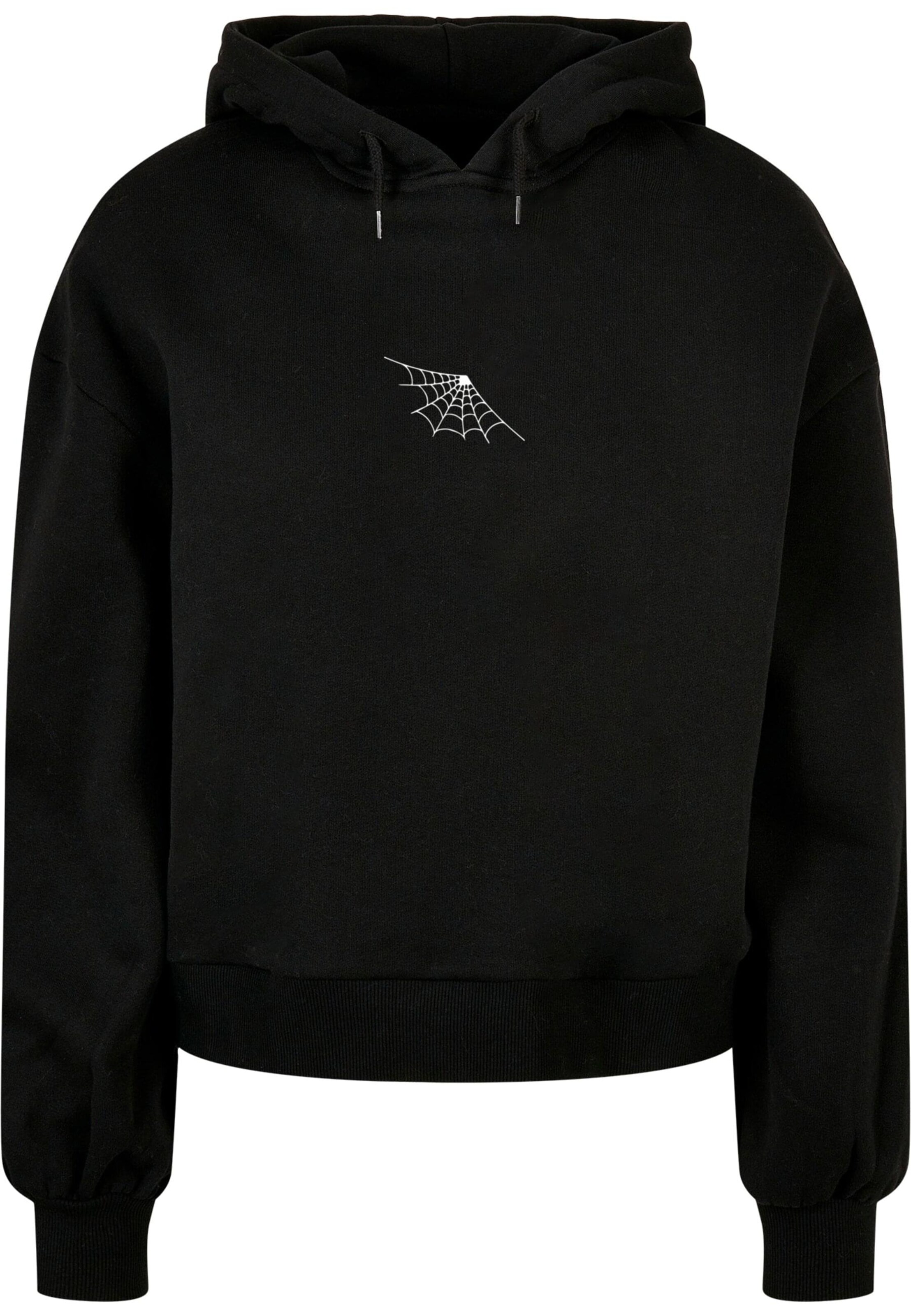 Merchcode Sweatshirt 'Halloween - Spider Web' in Zwart: voorkant