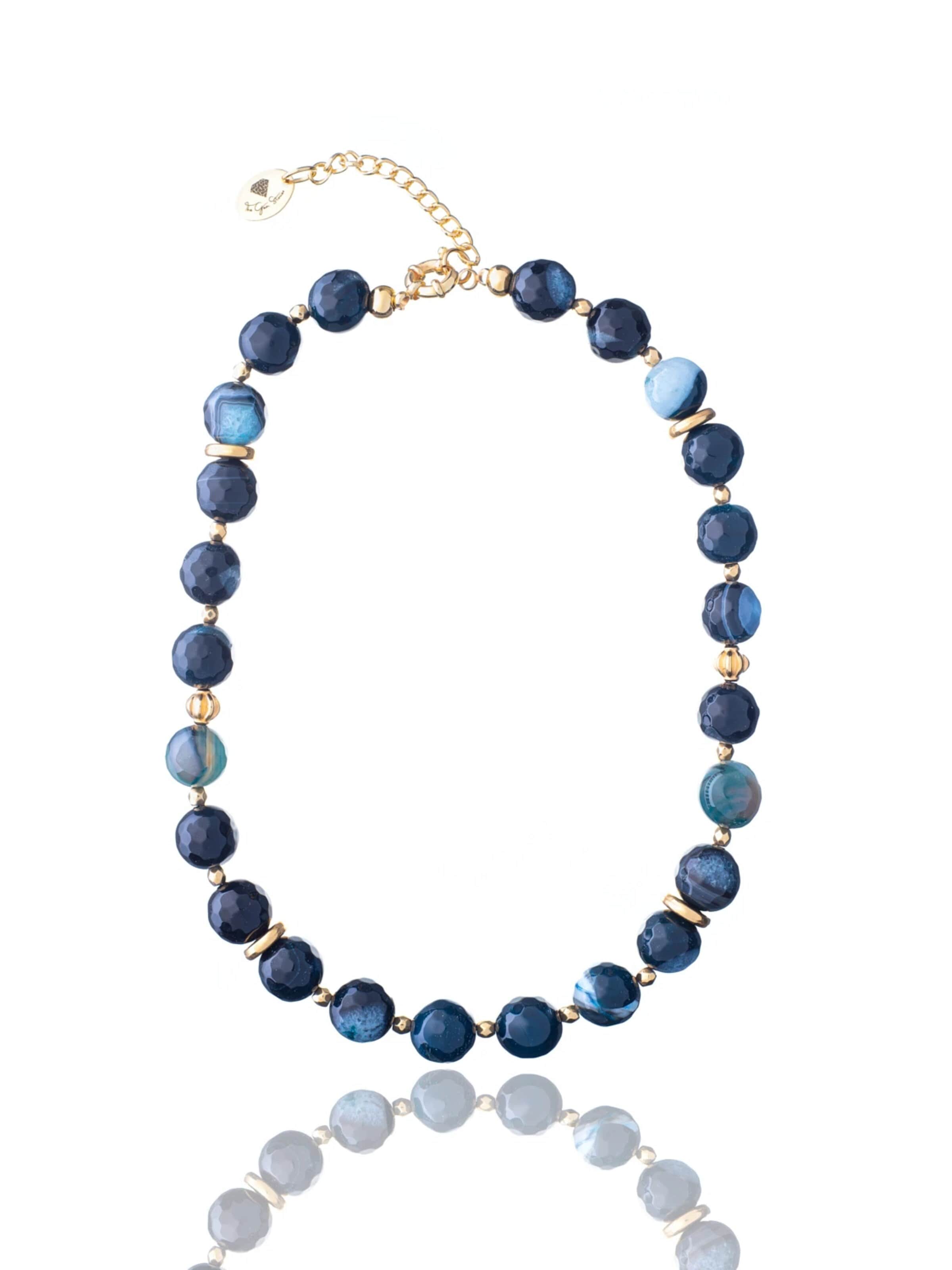 THE GEM STORIES JEWELRY Halsband 'Blue Jade Necklace' i blå: framsida