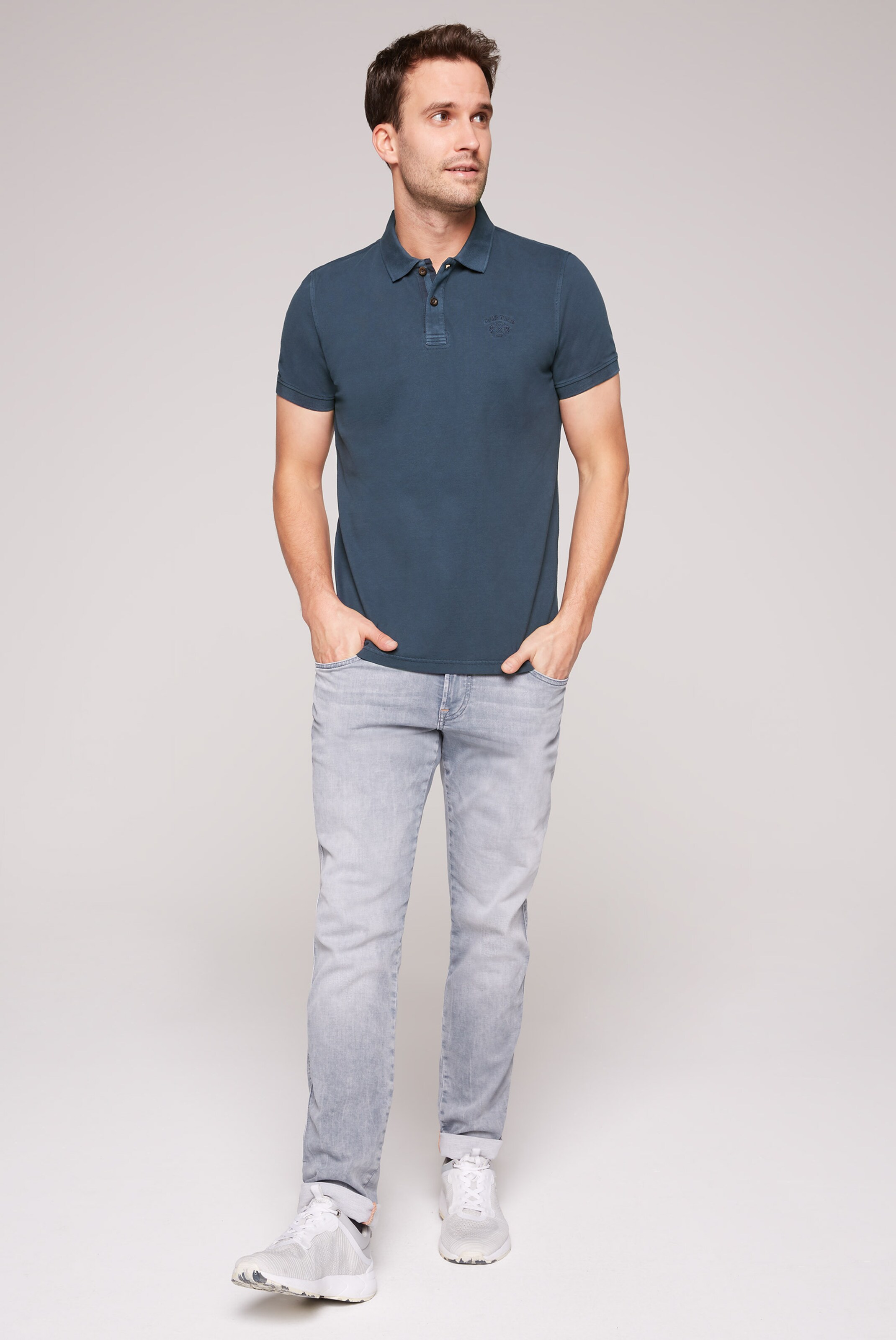 Männer Große Größen CAMP DAVID Polo aus Pikee mit Logo auf dem Unterkragen in Blau - ZW53580 Männer Große Größen CAMP DAVID Polo aus Pikee mit Logo auf dem Unterkragen in Blau - ZW53580