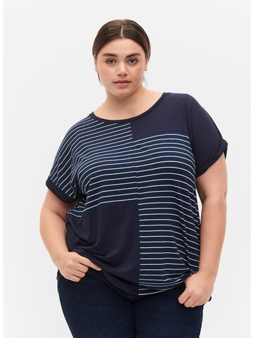 Zizzi Shirt 'VAMBER' in Blue: front