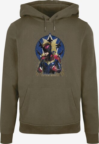 ABSOLUTE CULT Sweatshirt 'Captain Marvel - Jet Burst' in Groen: voorkant