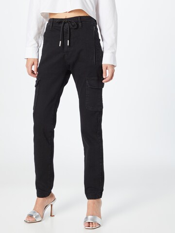 Elias Rumelis - Tapered Pantalón vaquero cargo en negro: frente