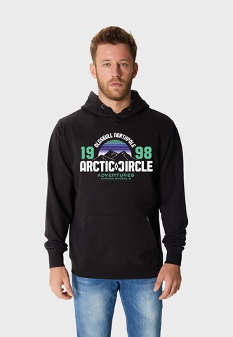 Oldskull Sweatshirt 'Wrldvibe Aurora Mountain Quest Graphic' in Zwart: voorkant