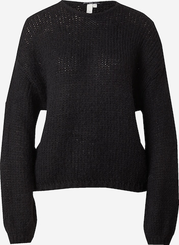 Pull-over QS en noir : devant