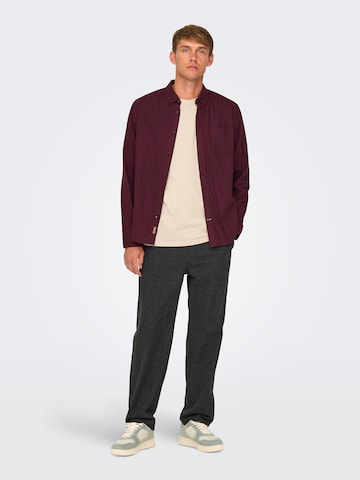 Only & Sons Regular fit Overhemd 'ONSRoad' in Rood