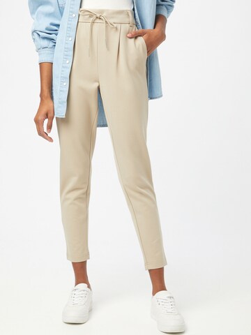 ONLY Slim fit Pleat-Front Pants 'Poptrash' in Beige: front