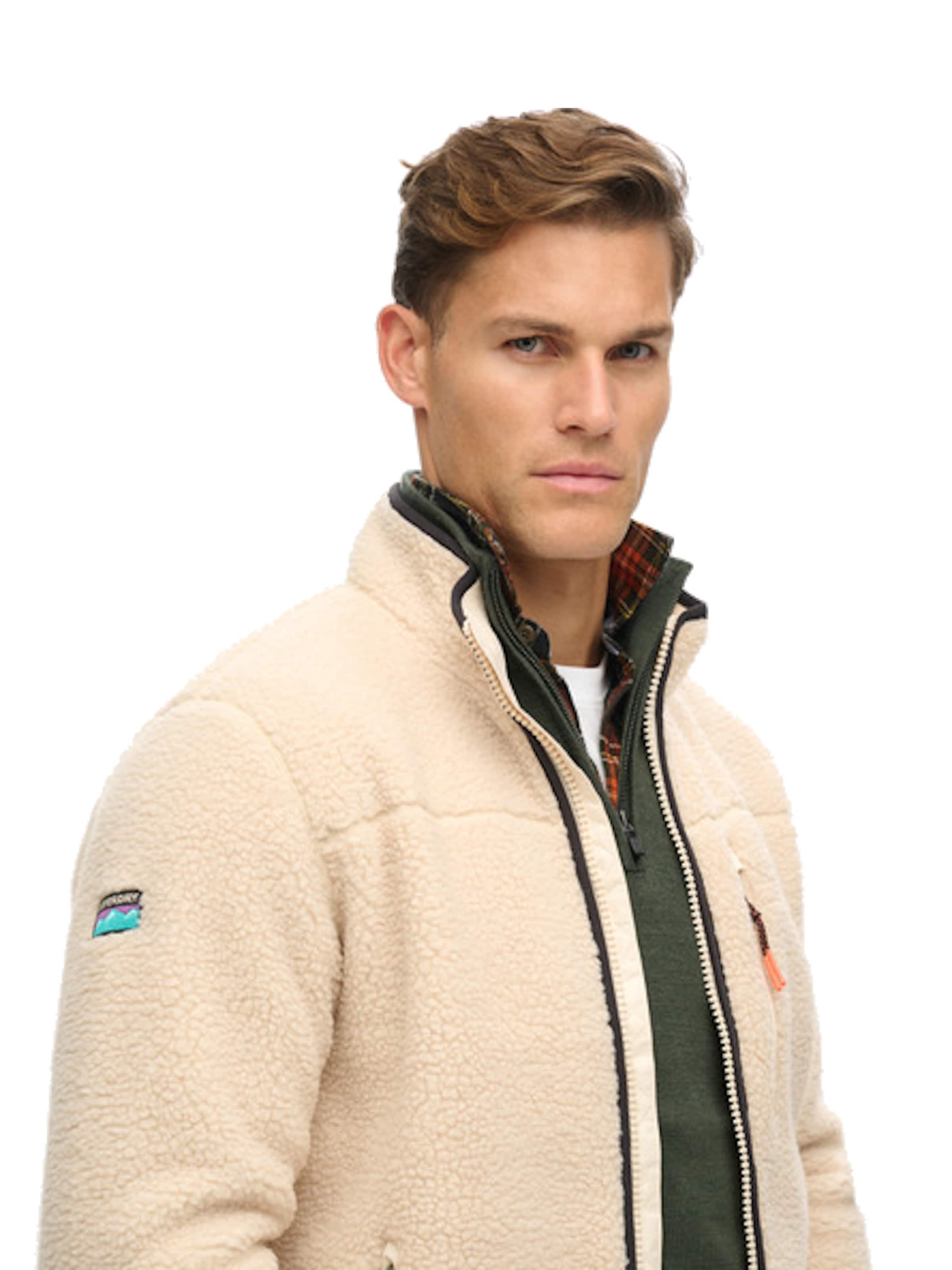 Superdry Fleece jas in Beige