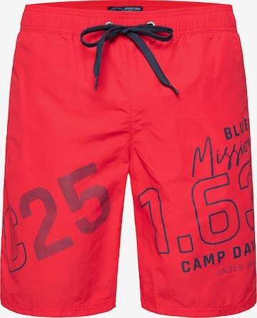 CAMP DAVID Board Shorts in Red: front