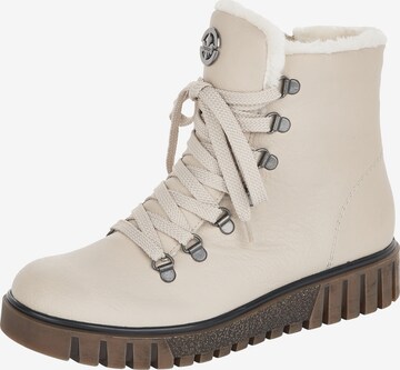 Rieker Lace-Up Boots in Beige: front