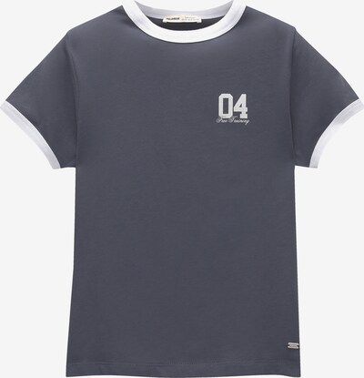 Pull&Bear T-shirt en bleu-gris / blanc, Vue avec produit