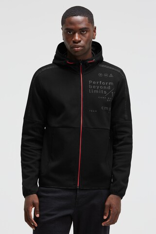 CAMP DAVID Zip-Up Hoodie in Black: front