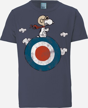 LOGOSHIRT Shirt 'Peanuts Snoopy Pilot' in Blauw: voorkant