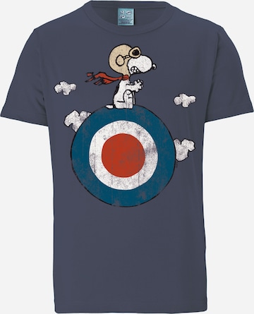 LOGOSHIRT Shirt 'Peanuts - Snoopy' in Blue: front