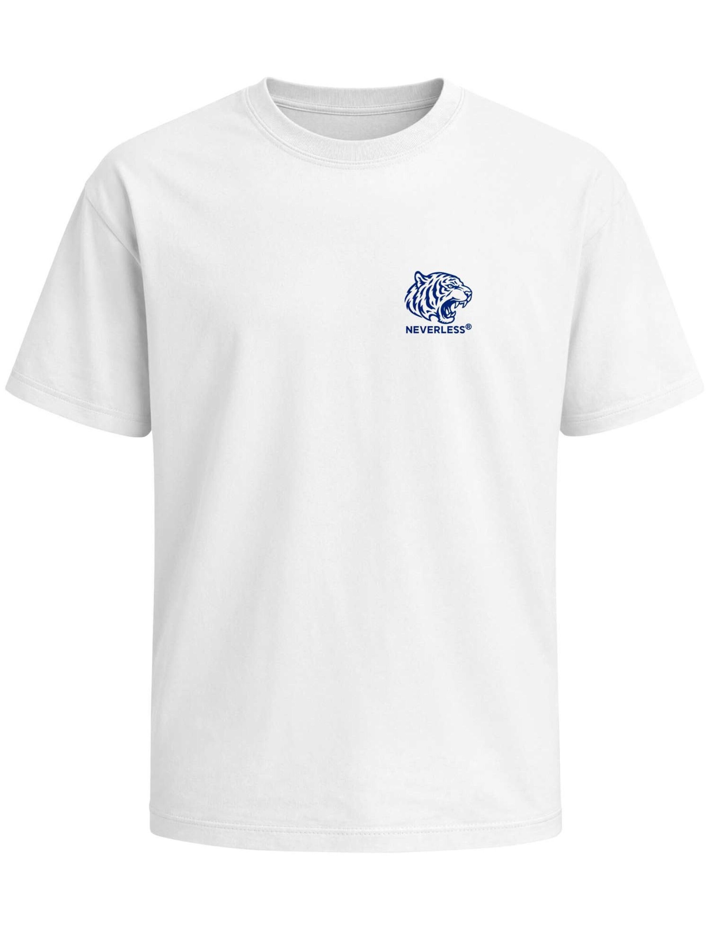 Neverless Shirt 'Blue Tiger' in White: front