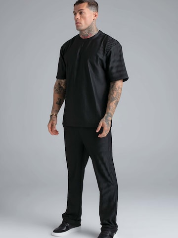 Maglietta 'Plisse' di SikSilk in nero: frontale