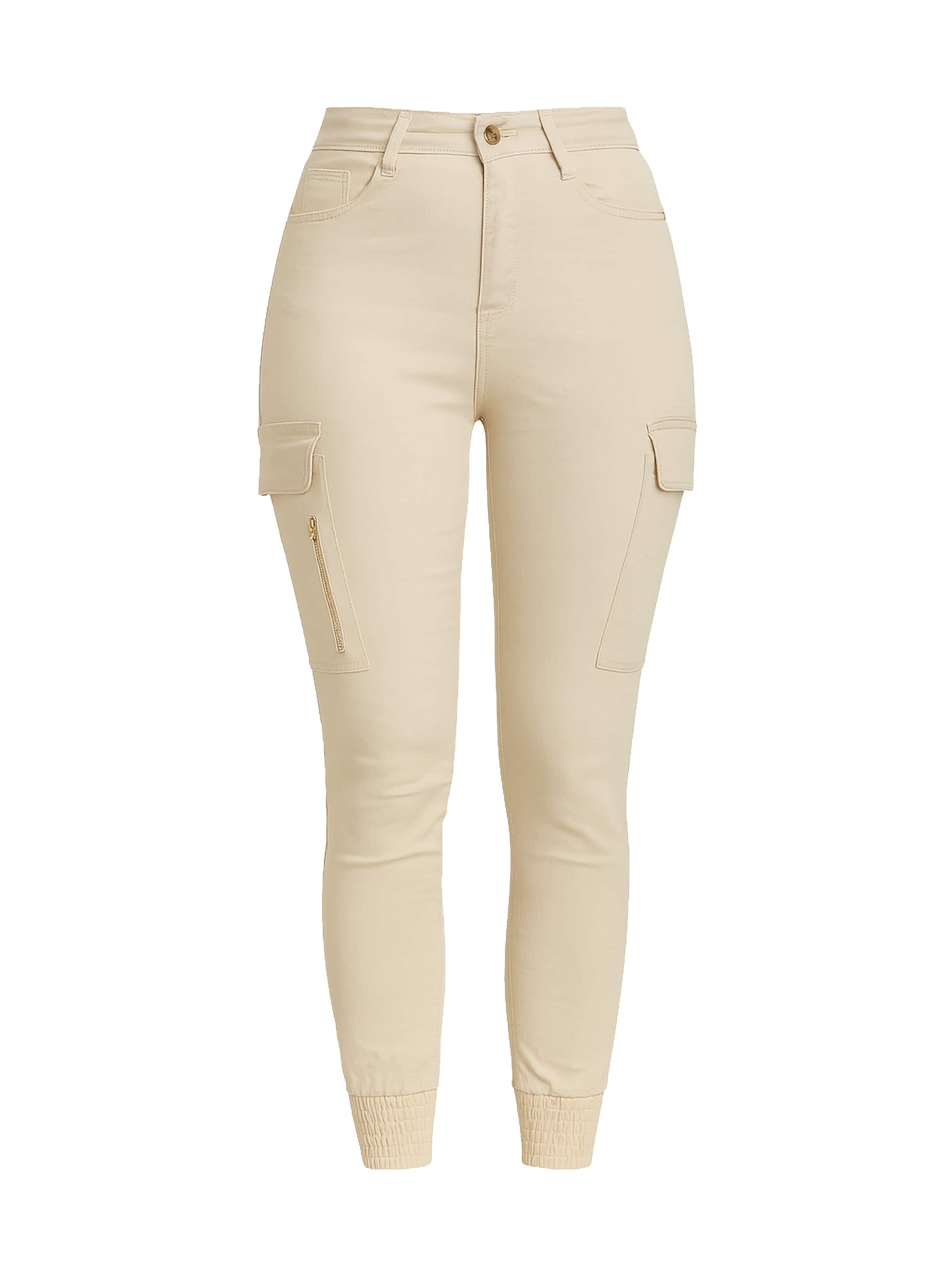 Elara Slimfit Hose in Beige: Vorderseite