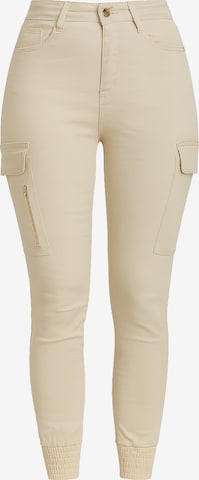 Coupe slim Pantalon cargo Elara en beige : devant