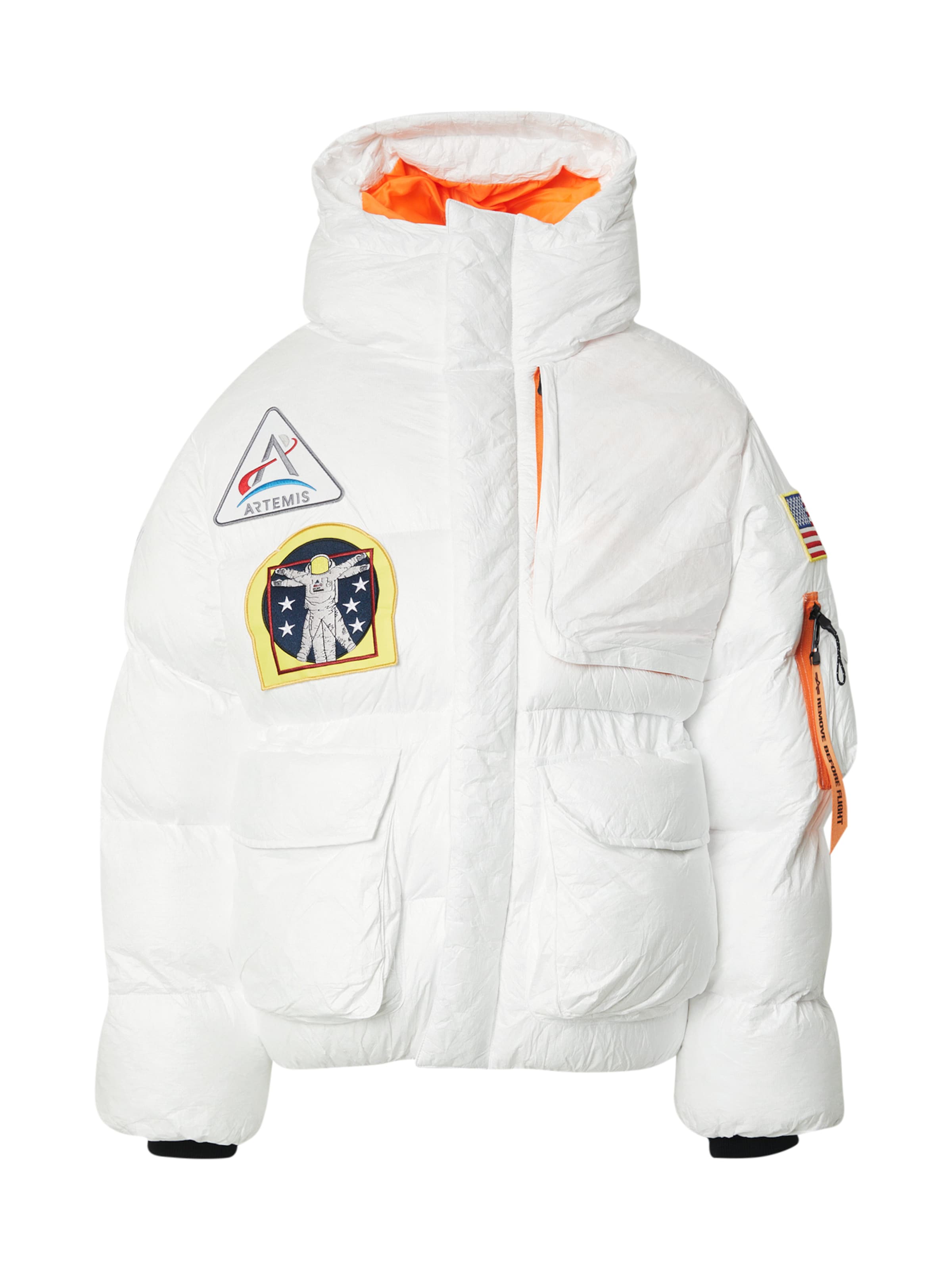 balta ALPHA INDUSTRIES Žieminė striukė 'Nasa Artemis': priekis