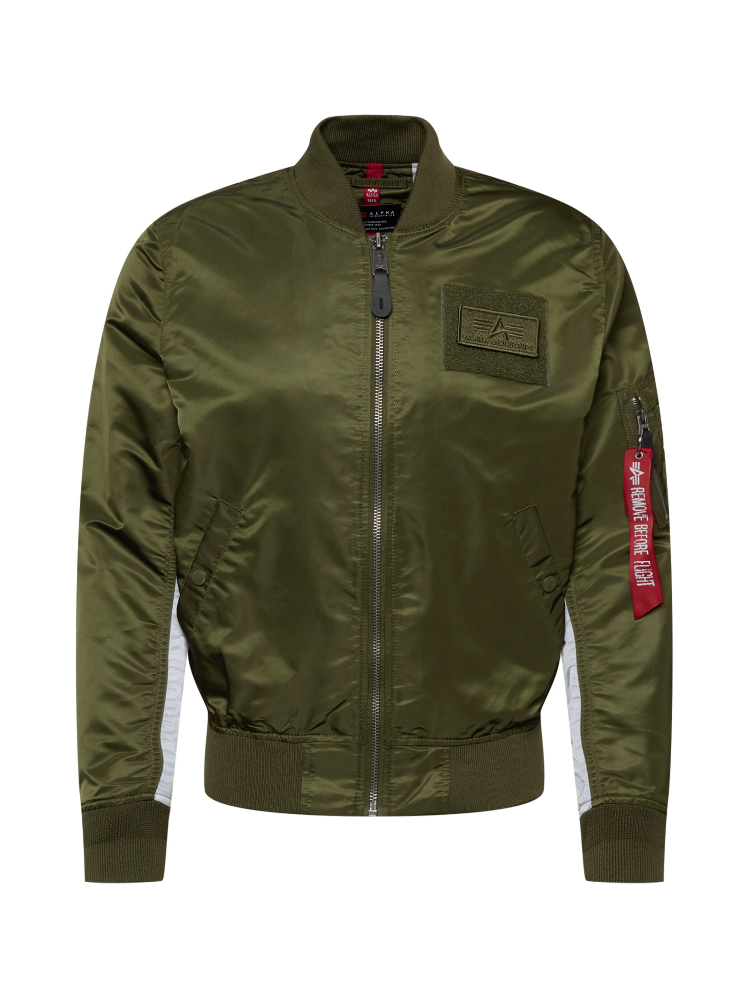 ALPHA INDUSTRIES Between-Season Jacket 'MA-1 TT Custom' in Green: front