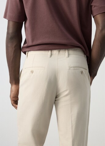 MANGO MAN Slim fit Pleated Pants 'Soren' in Beige