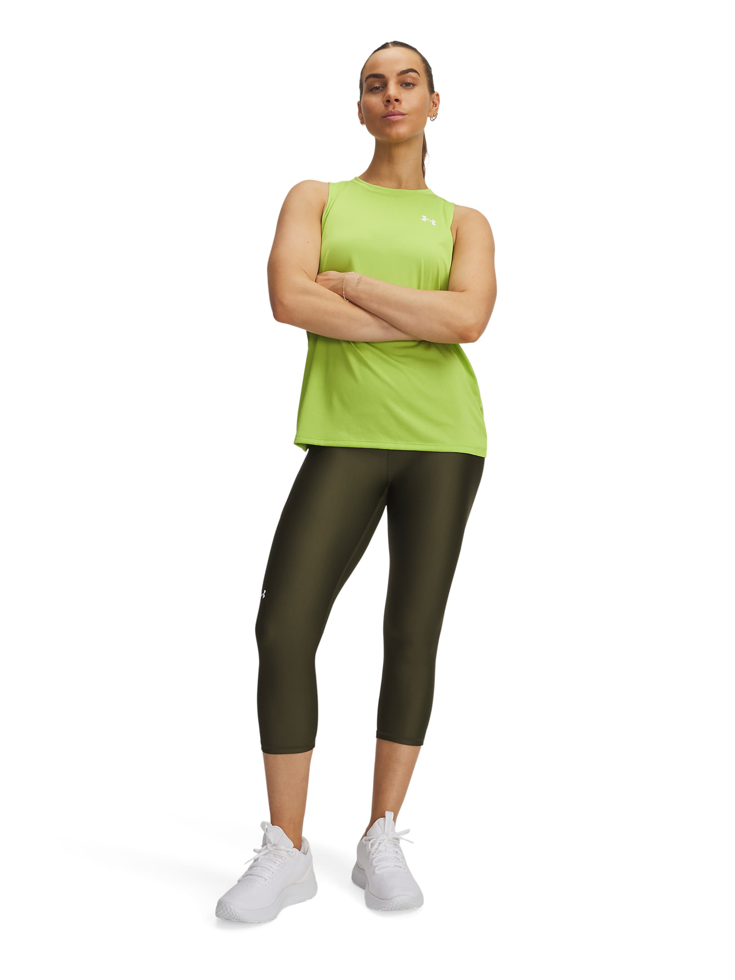 UNDER ARMOUR Workout Pants in Green: front