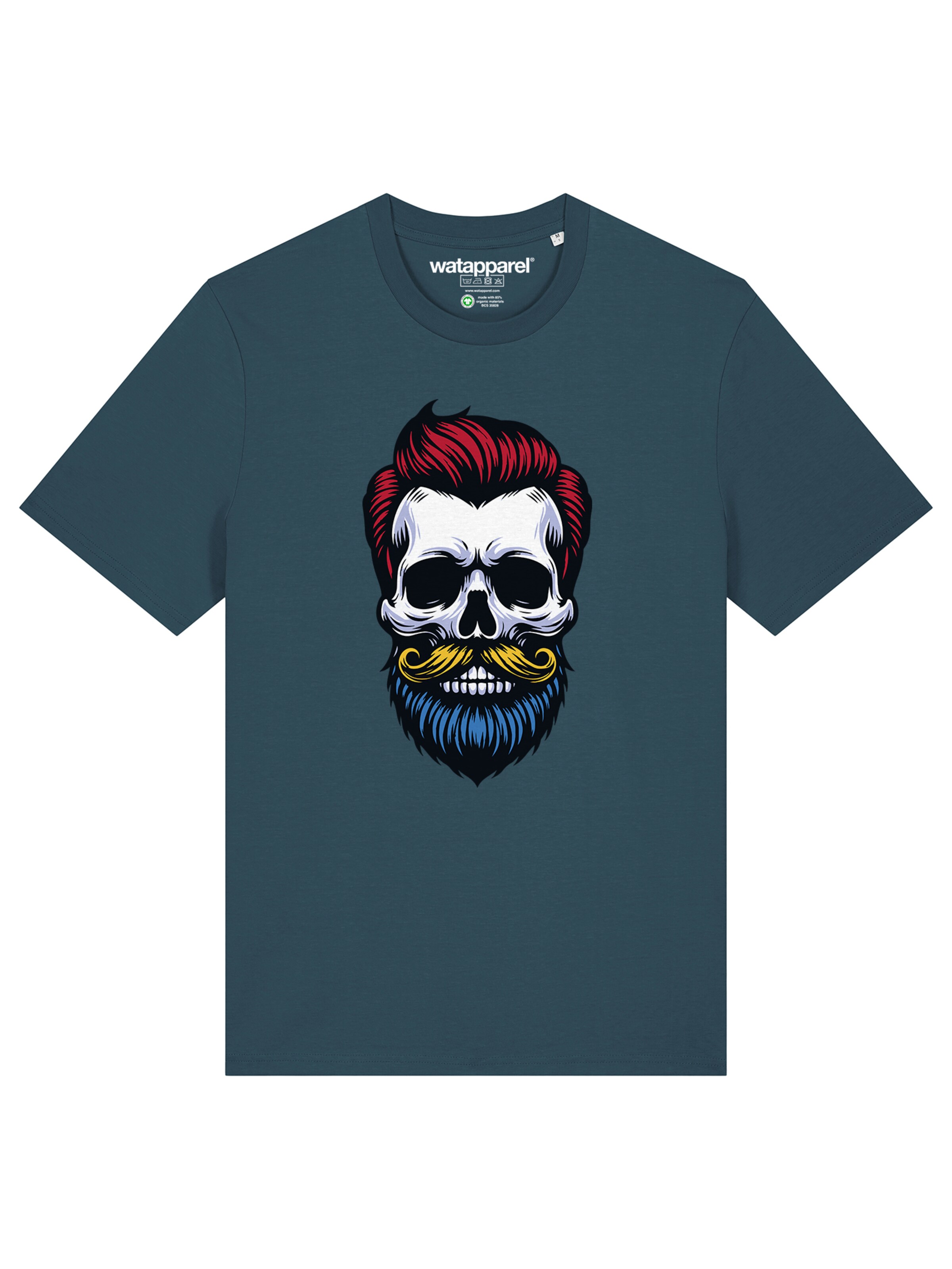 T-Shirt 'Hipster Skull' Watapparel en bleu : devant