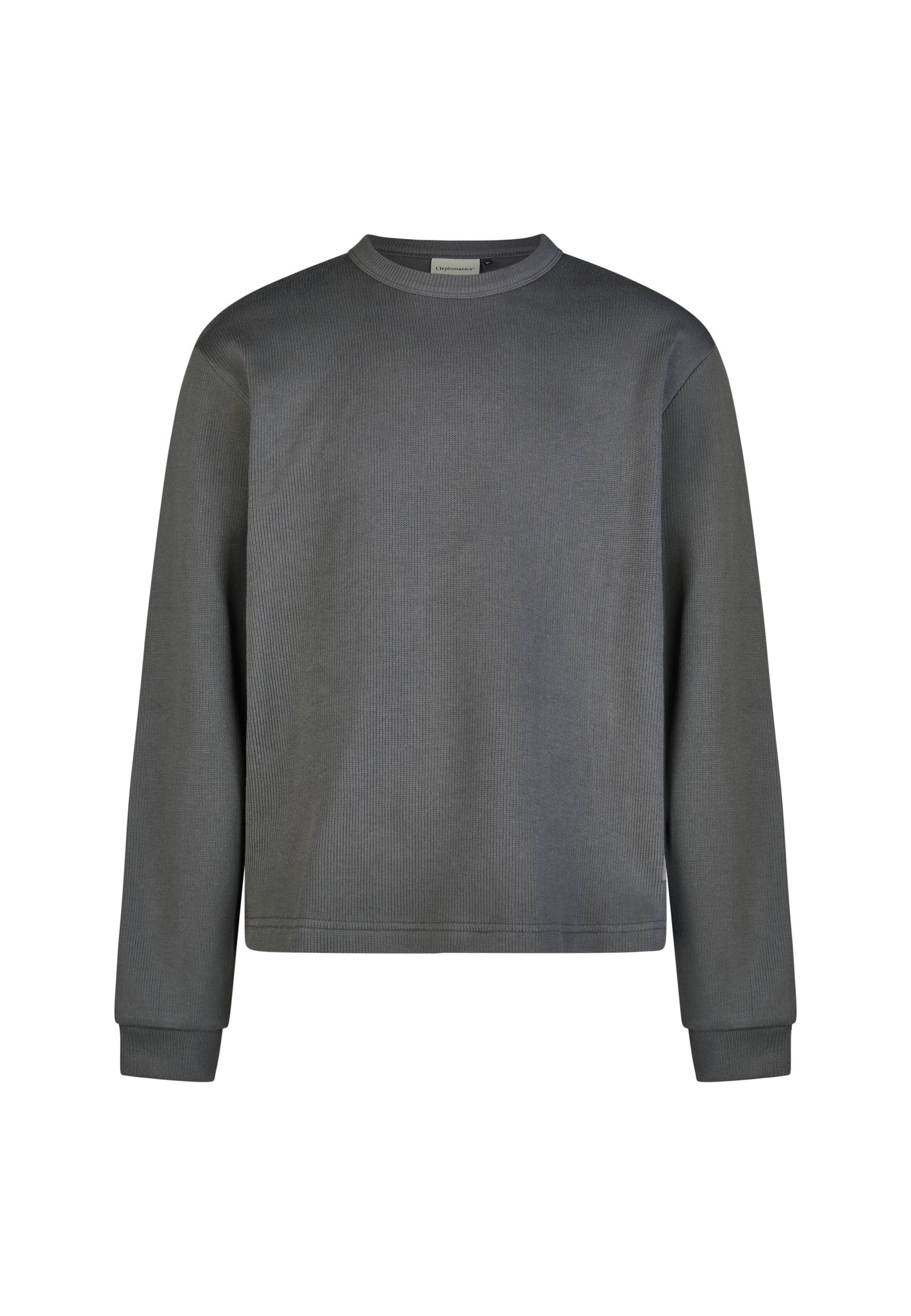 Cleptomanicx Pullover 'Double' in Grau: Vorderseite