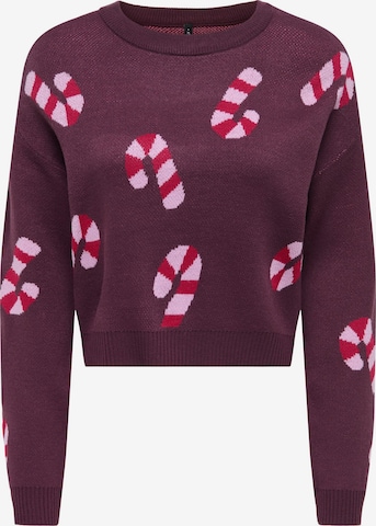 Pull-over 'Xmas Jollie' ONLY en violet : devant