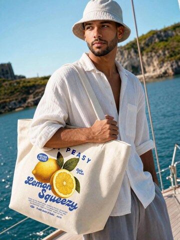 Neverless Beach Bag 'Lemon Squeezy' in Beige