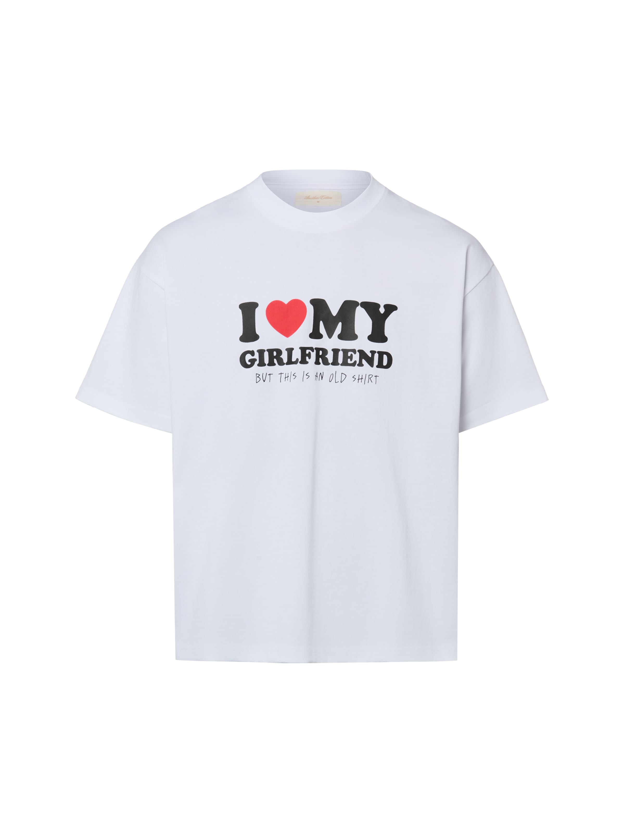 Another Cotton Lab T-Shirt 'Love My Girlfriend' in Weiß: Vorderseite
