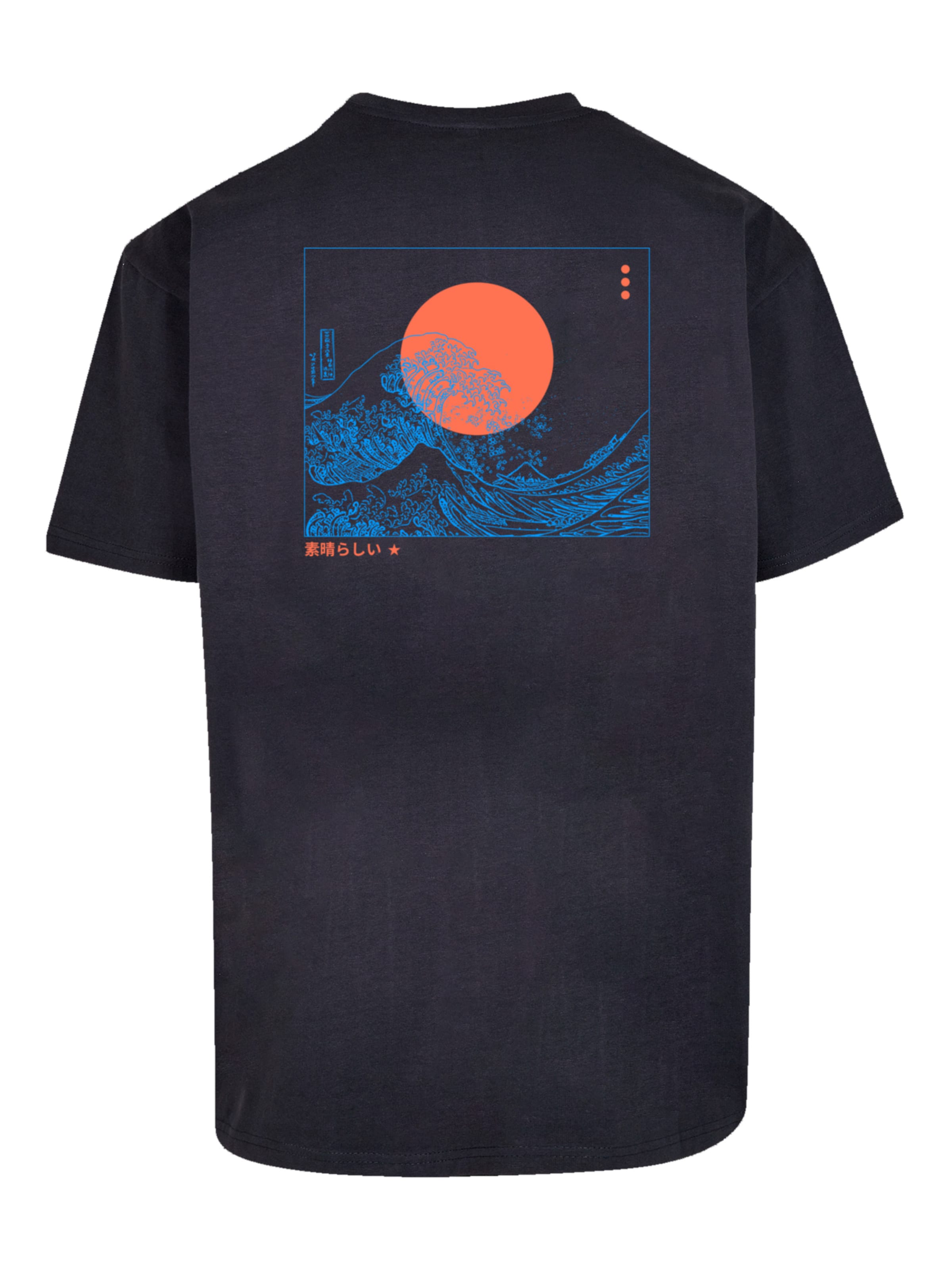 T-Shirt 'Kanagawa Welle Blue' F4NT4STIC en bleu : devant