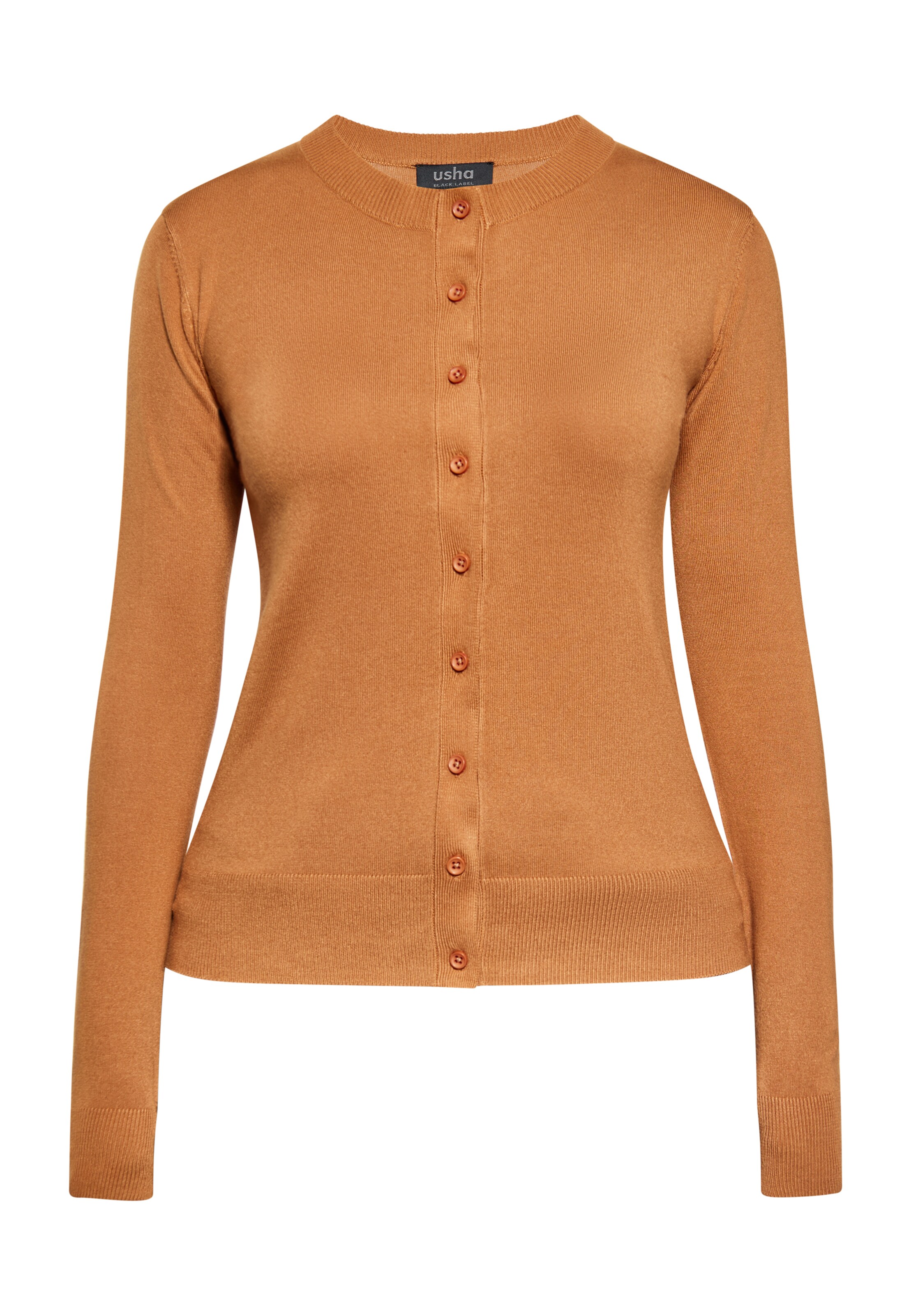 usha BLACK LABEL Πλεκτή ζακέτα σε καφέ: μπροστά