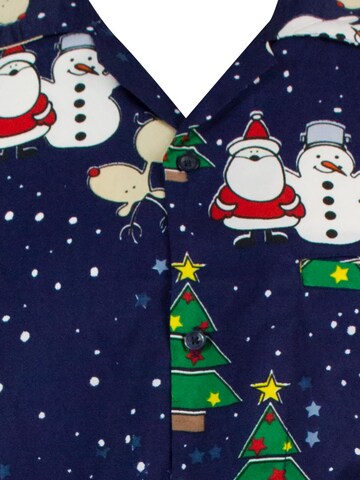 King Kameha Regular Fit Hemd 'Christmas Buddies' in Blau