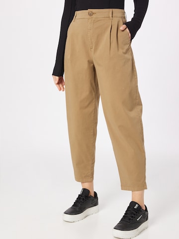 s.Oliver Loose fit Pleat-Front Pants in Brown: front