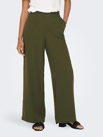 Wide Leg Pantalon cargo 'DIVYA' JDY en vert : devant