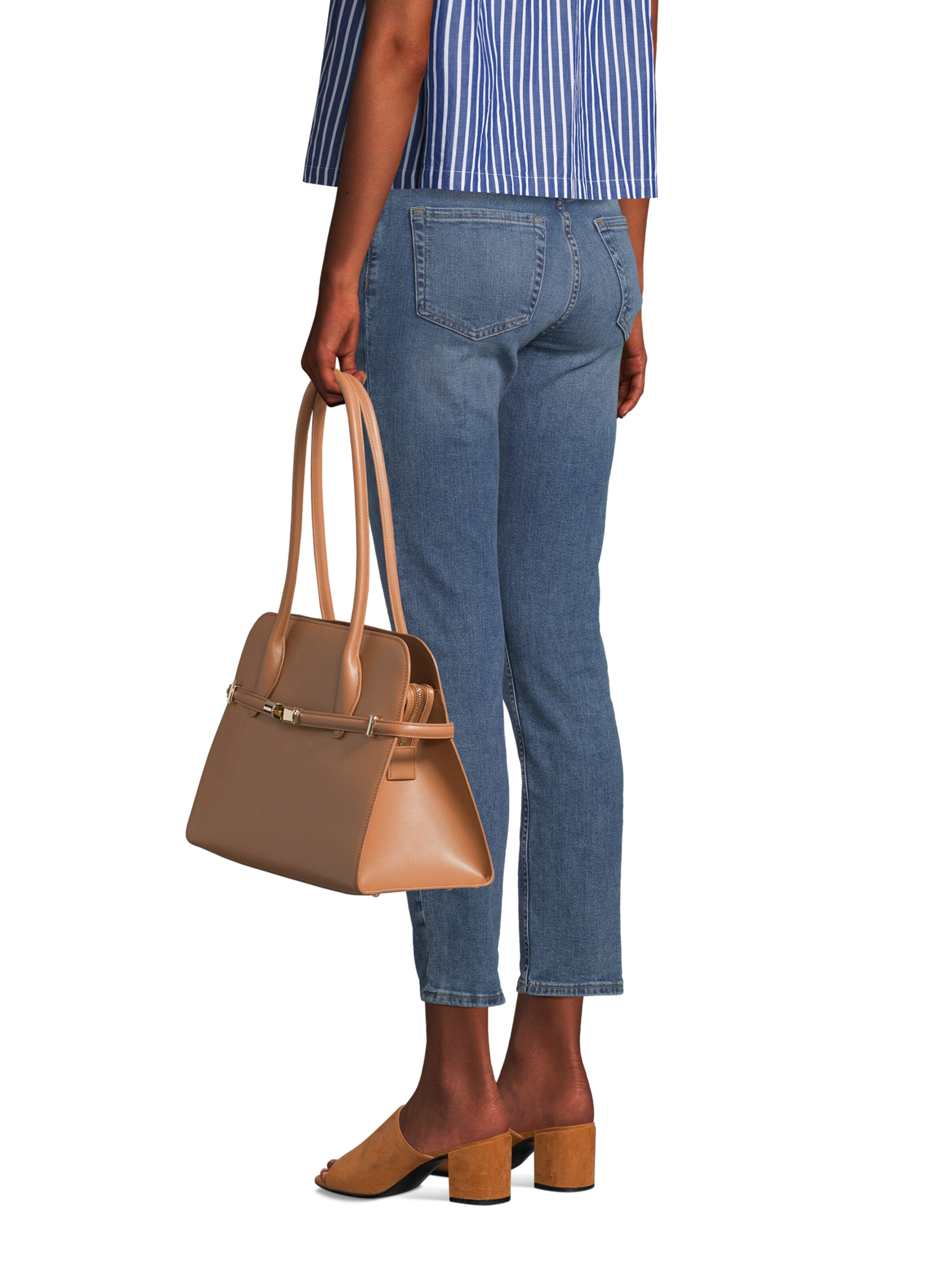 FURLA - Mala de ombro 'GOCCIA' em castanho: frente