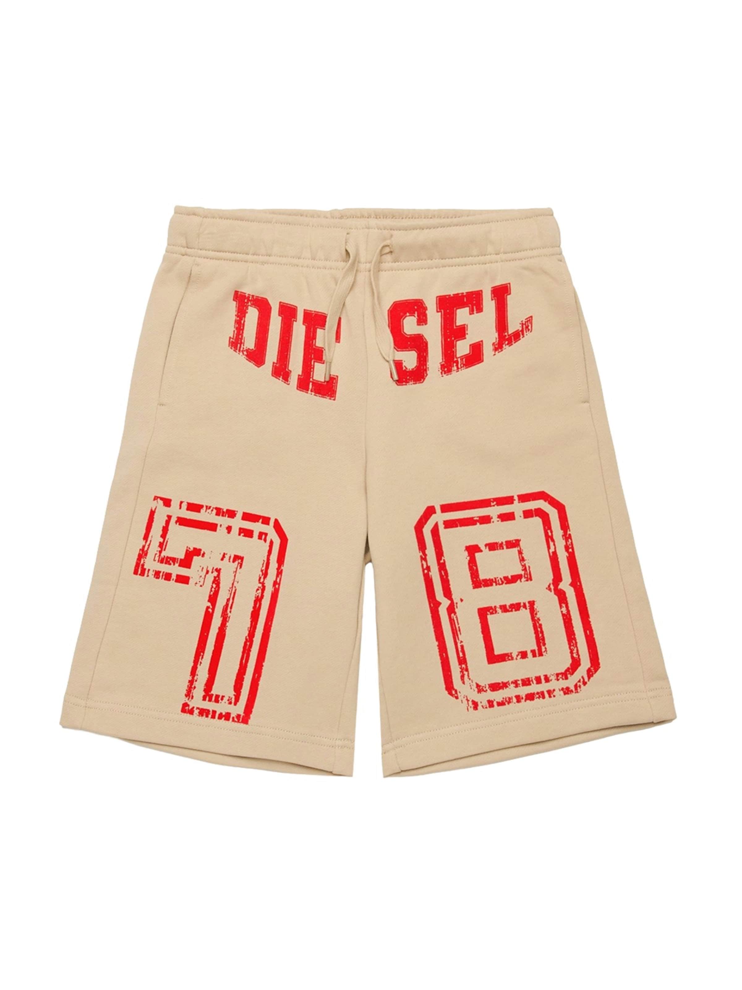 Regular Pantalon 'Bermuda felpa nero per bambino' DIESEL en beige : devant