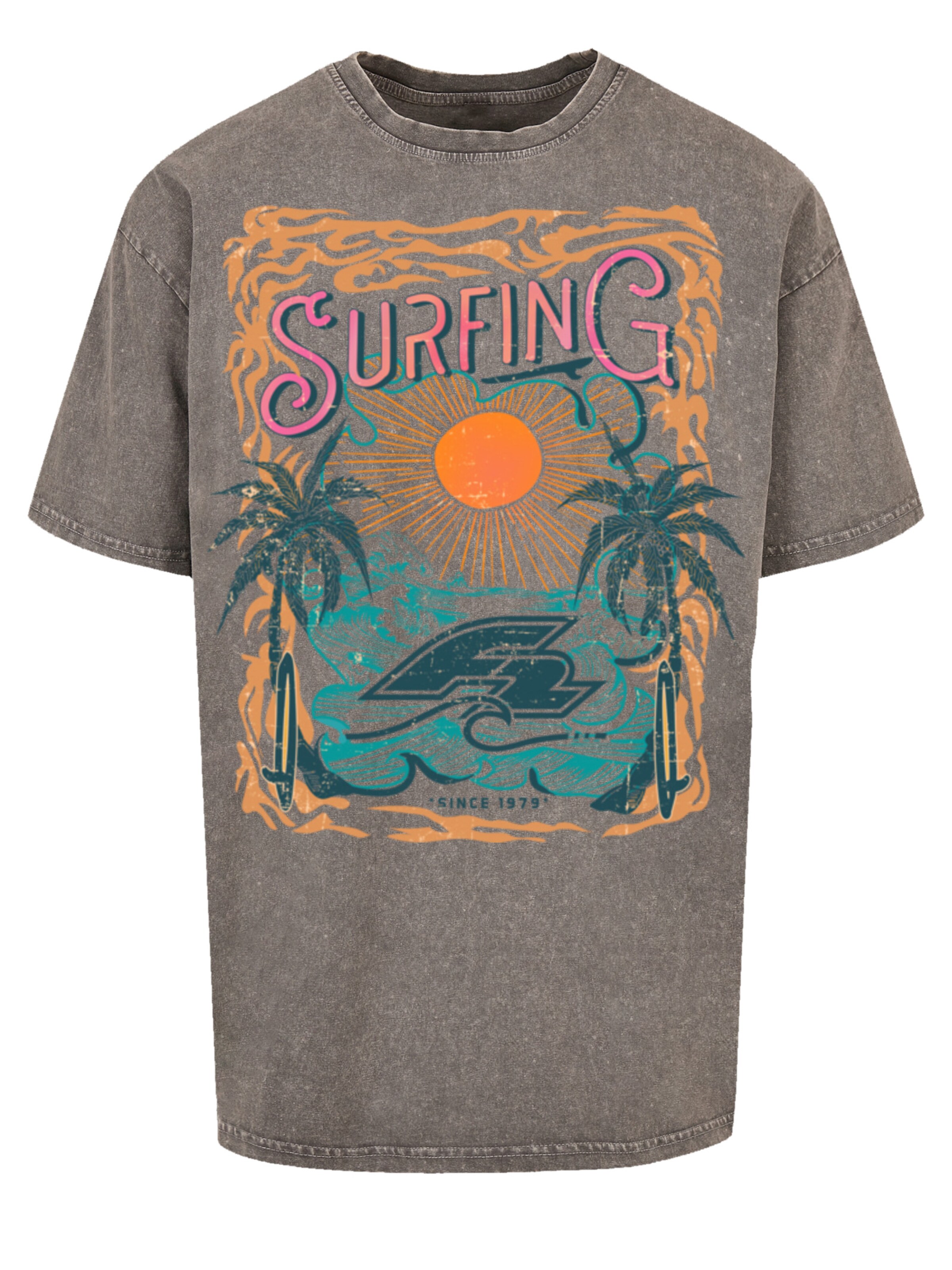 F2 Shirt 'Surfers Sunset Sommer Vibes' in Grey: front