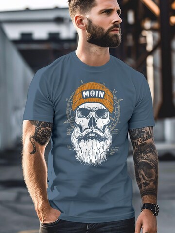 Neverless Shirt 'Skull Moin' in Blau