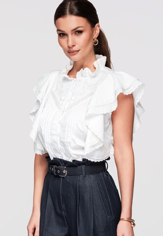 Ombre Bluse in Weiß