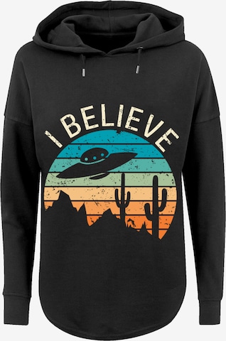 Sweat-shirt 'I Believe UFO Alien Sonnenuntergang' F4NT4STIC en noir : devant
