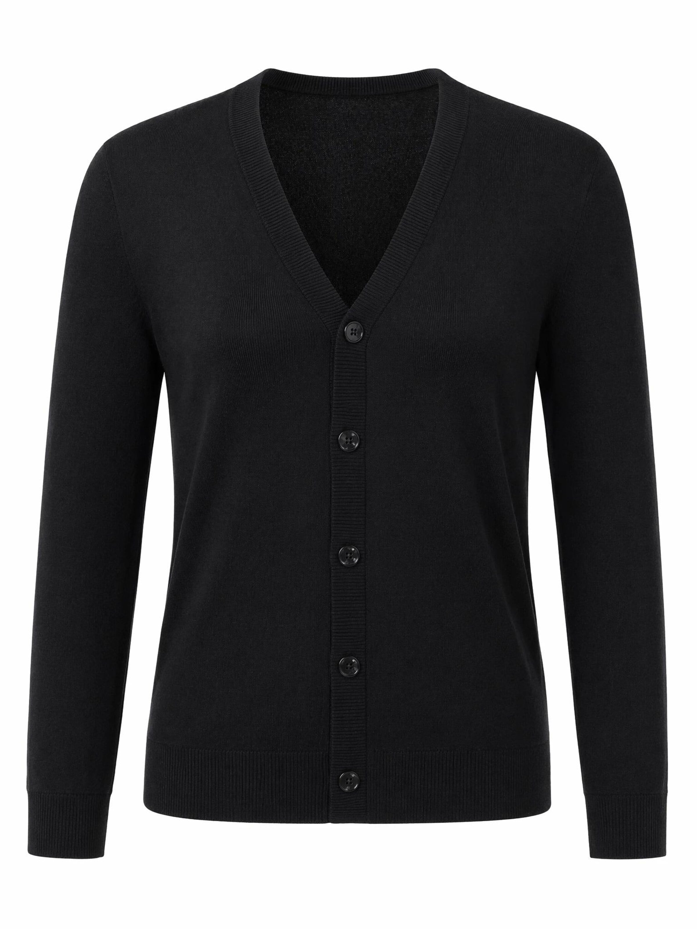 ARACH&CLOZ Knit Cardigan 'Strickjacke Damen Langarm Solid Strickjacken Leichter Cardigan mit V-Ausschnitt' in Black: front