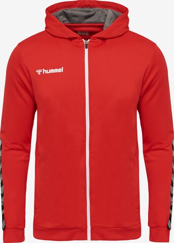 Hummel Athletic Zip-Up Hoodie in Red: front